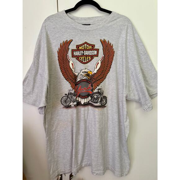 Vintage Men’s Harley Davidson Motorcycle Gray York 95 Eagle T Shirt  3X Tee XXXL - Picture 1 of 6